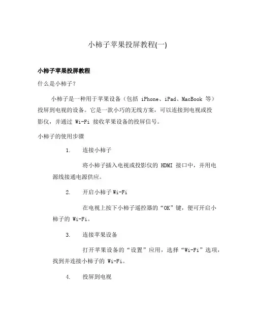 小柿子苹果投屏教程(一)
