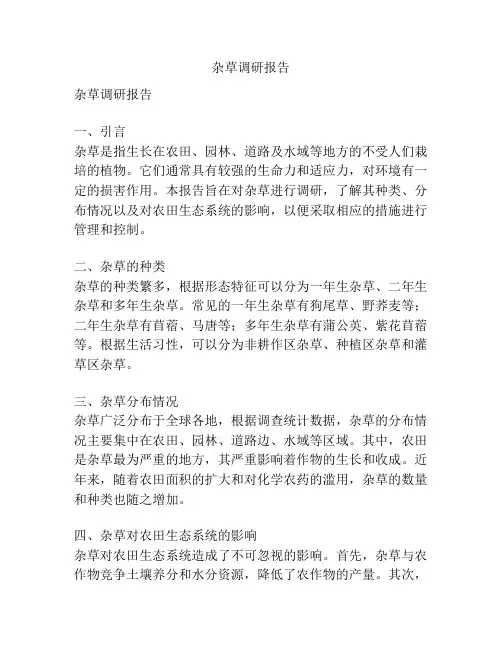 杂草调研报告