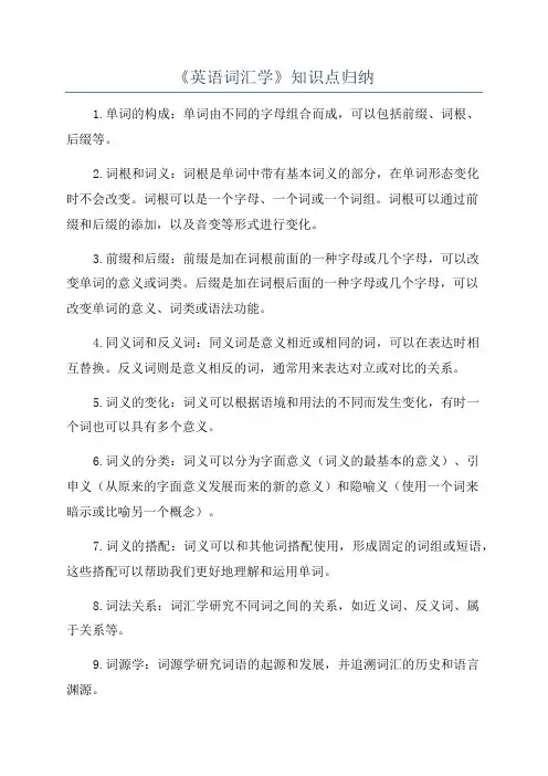 《英语词汇学》知识点归纳