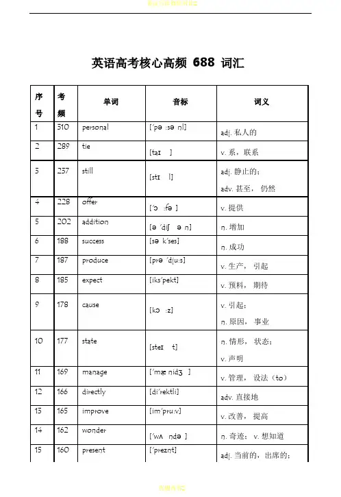 英语高考核心高频 688 词汇