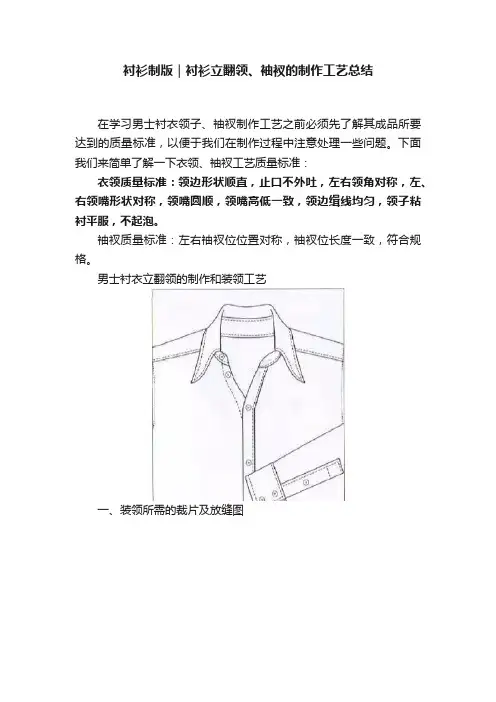 衬衫制版｜衬衫立翻领、袖衩的制作工艺总结