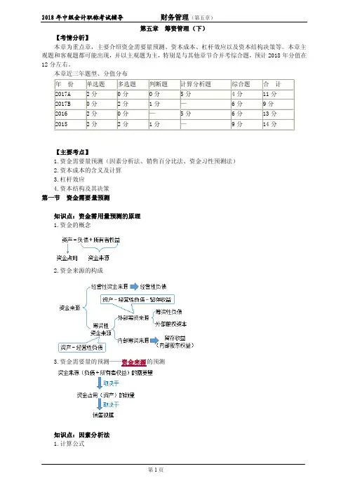 2018年会计师第五章　筹资管理（下）