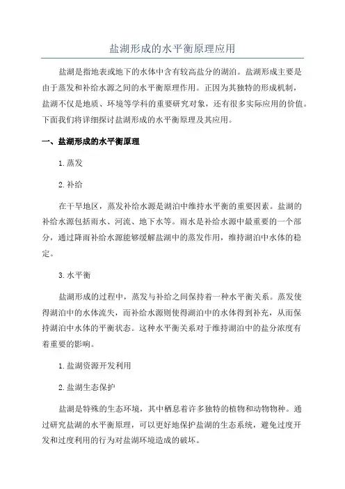盐湖形成的水平衡原理应用