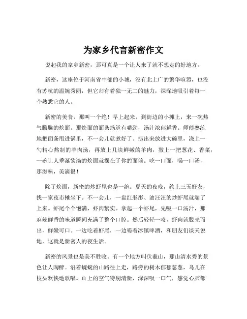 为家乡代言新密作文