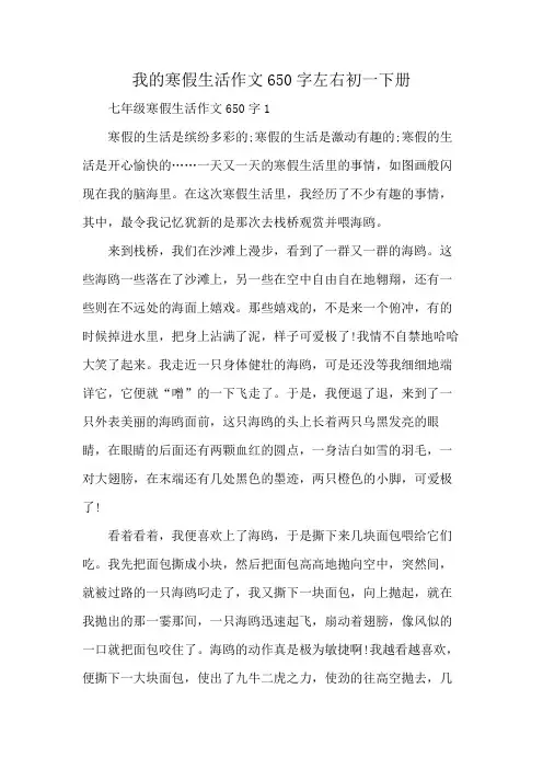 我的寒假生活作文650字左右初一下册