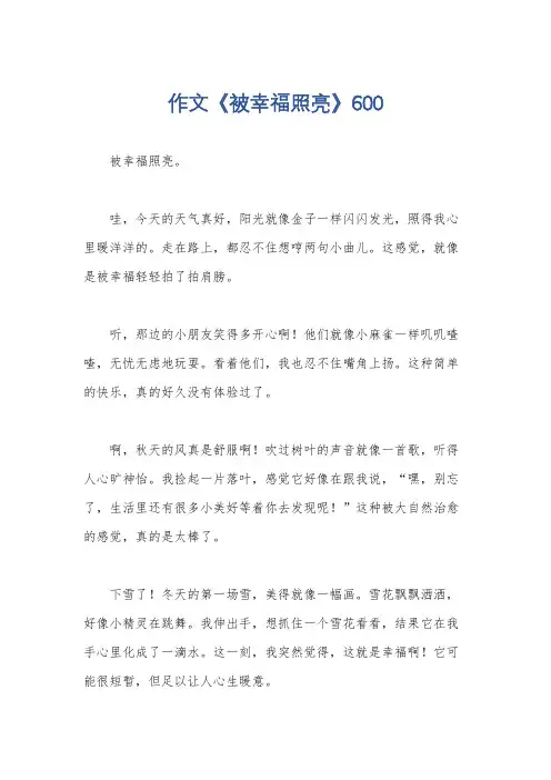 作文《被幸福照亮》600