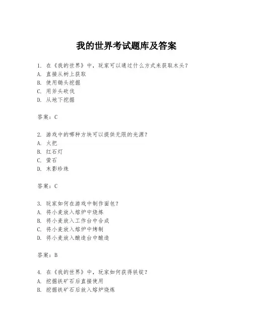 我的世界考试题库及答案