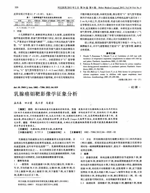 乳腺癌钼靶影像学征象分析
