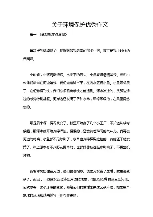 关于环境保护优秀作文