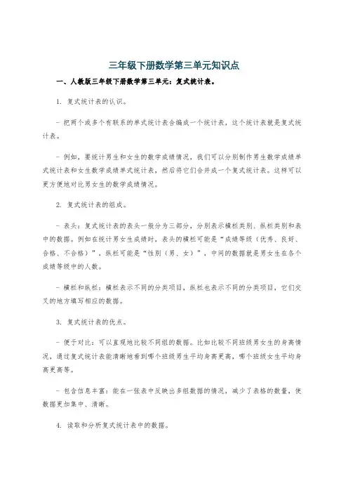 三年级下册数学第三单元知识点