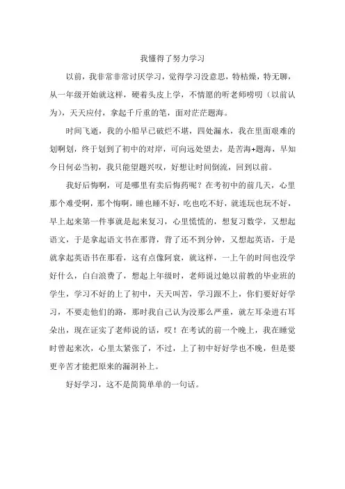 我懂得了努力学习-作文