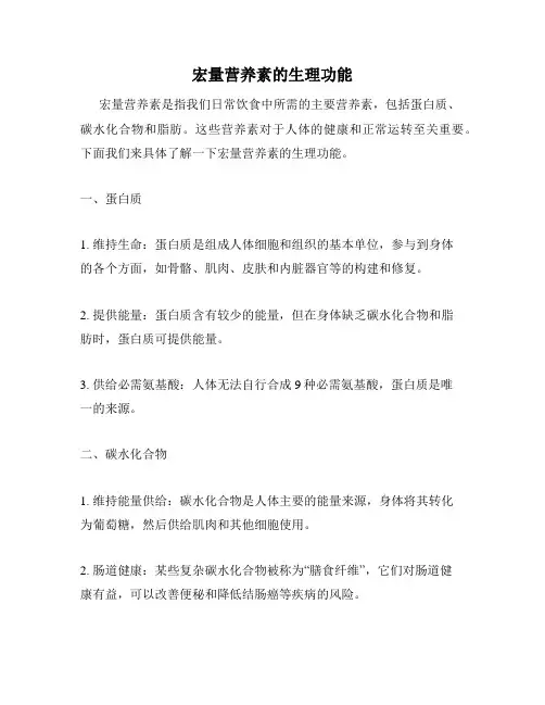 宏量营养素的生理功能