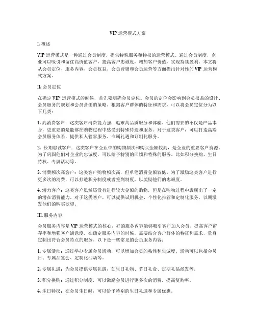 VIP运营模式方案