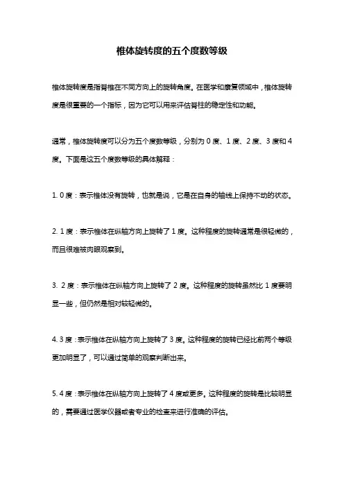 椎体旋转度的五个度数等级