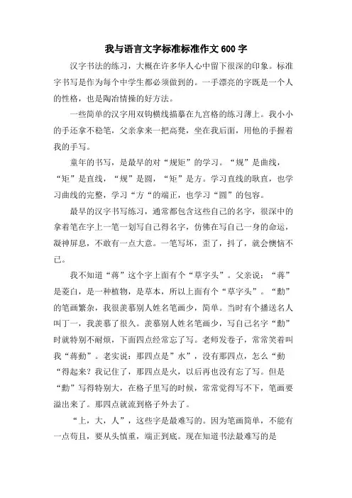 我与语言文字规范标准作文600字