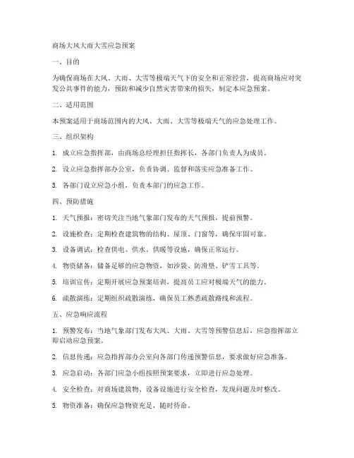 商场大风大雨大雪应急预案