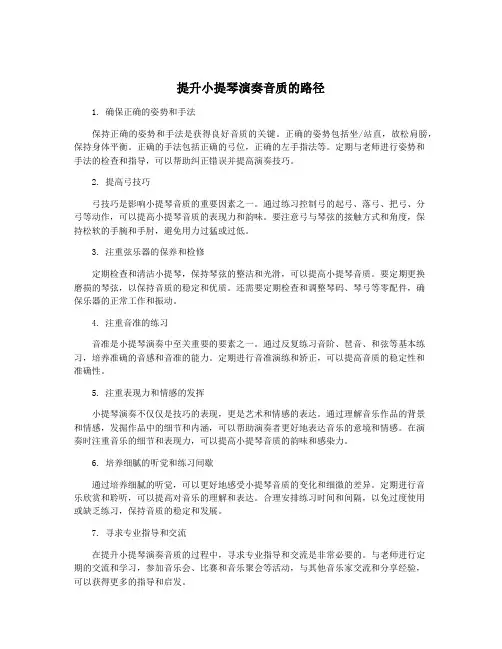 提升小提琴演奏音质的路径