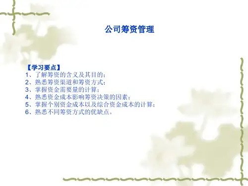 财务管理基础课件：公司筹资管理