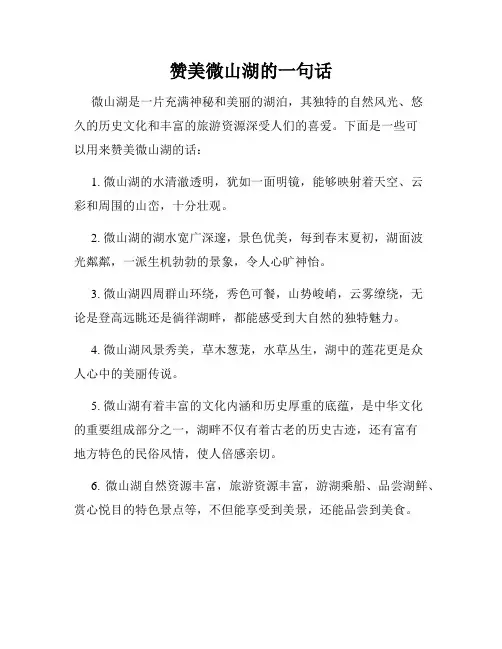 赞美微山湖的一句话