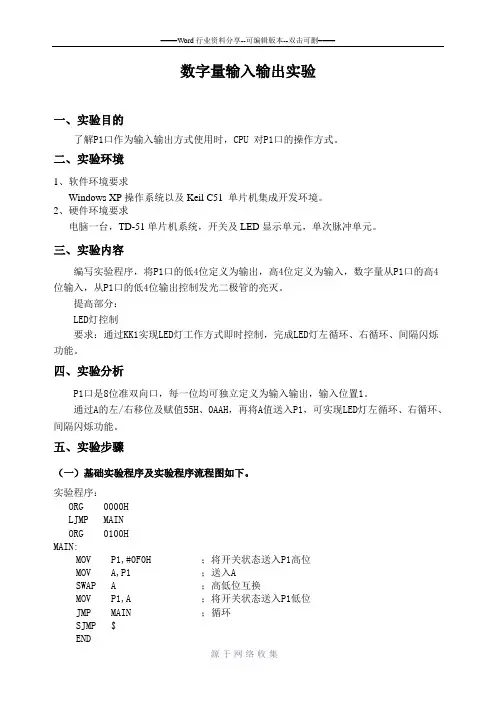 数字量输入输出实验