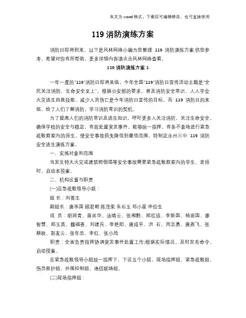 2018年119消防演练方案