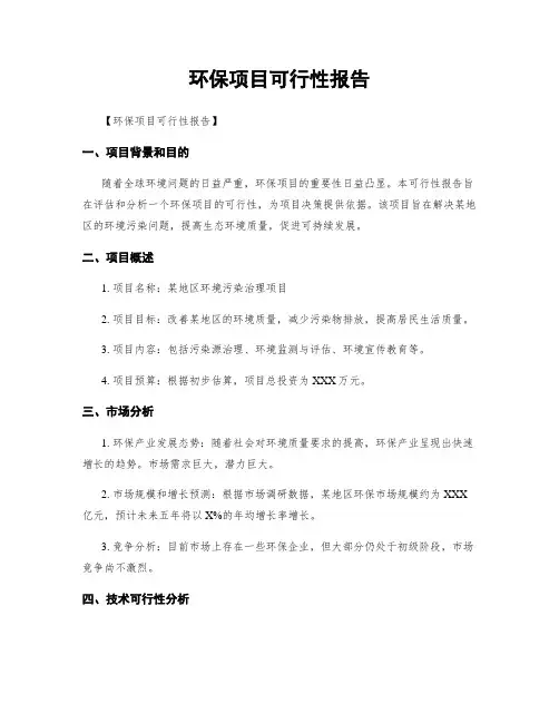 环保项目可行性报告