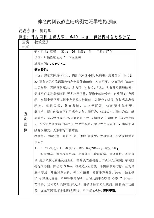 教学查房(急性脑梗死)