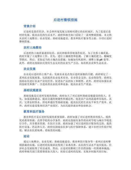 后进村整顿措施