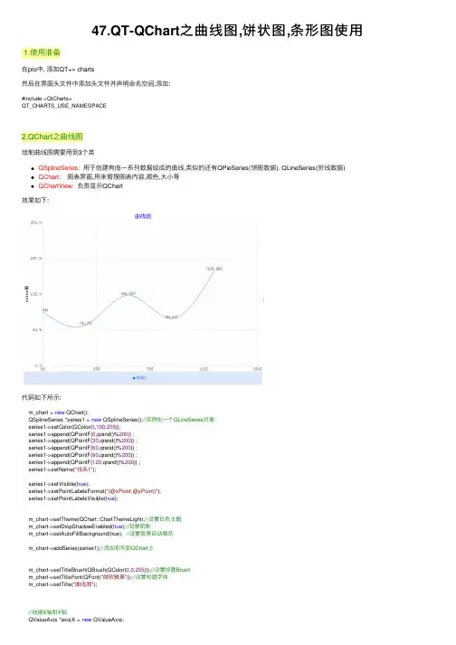 47.QT-QChart之曲线图,饼状图,条形图使用