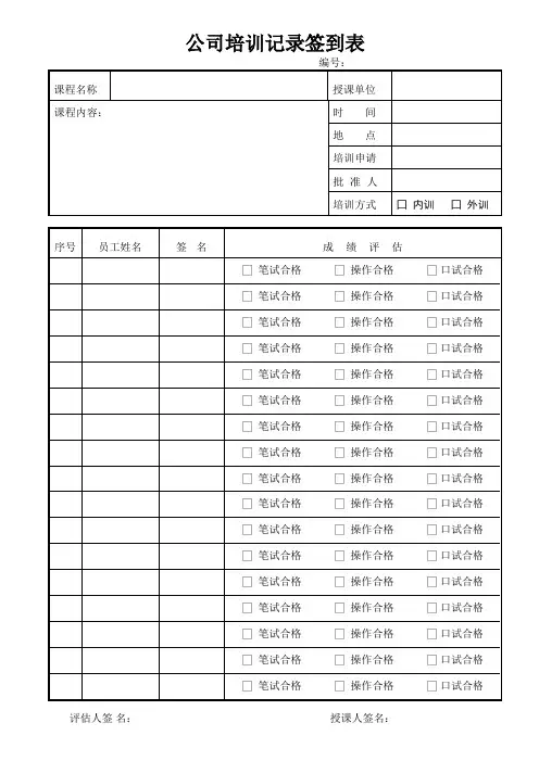 员工培训考核记录表