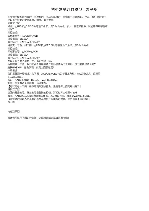 初中常见几何模型—双子型