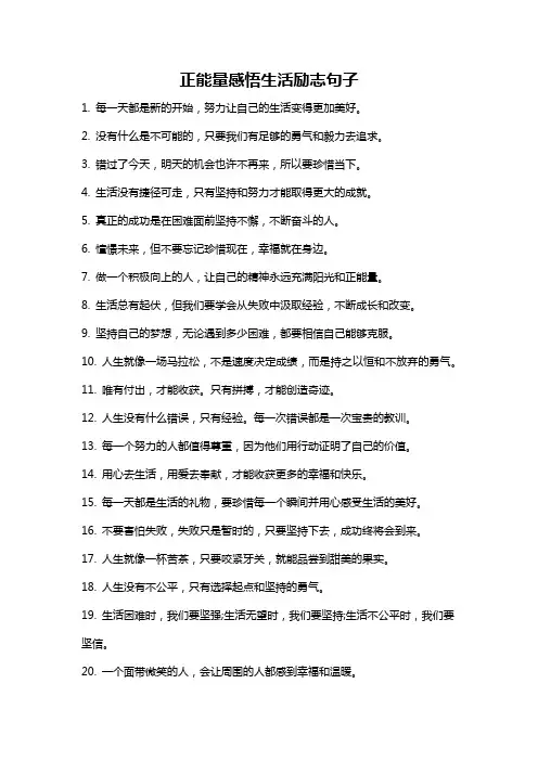 正能量感悟生活励志句子