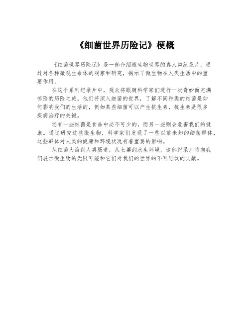 《细菌世界历险记》梗概