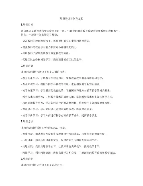 师资培训计划和方案