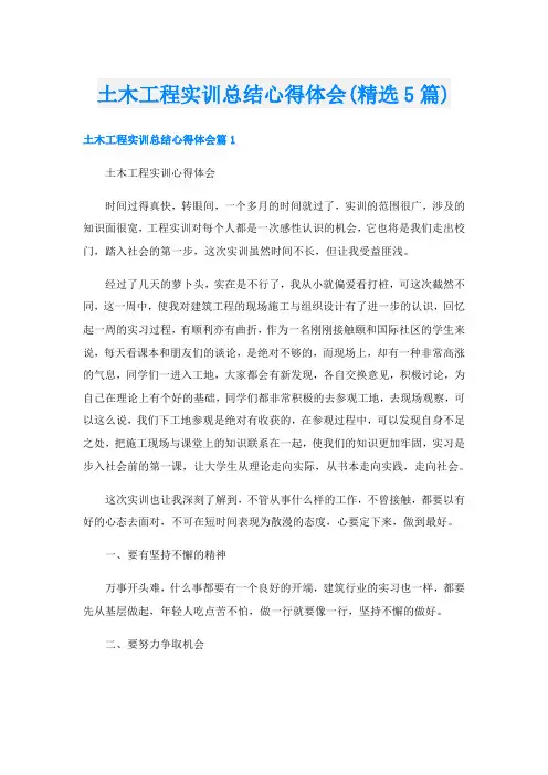 土木工程实训总结心得体会(精选5篇)