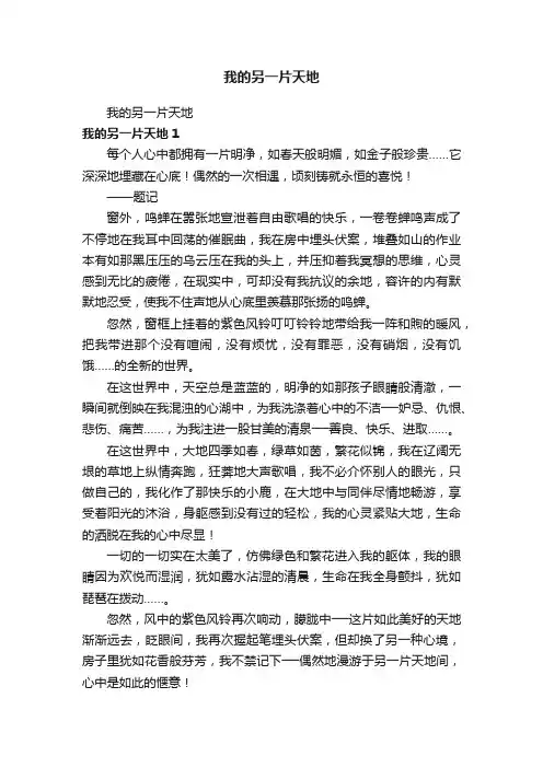 我的另一片天地