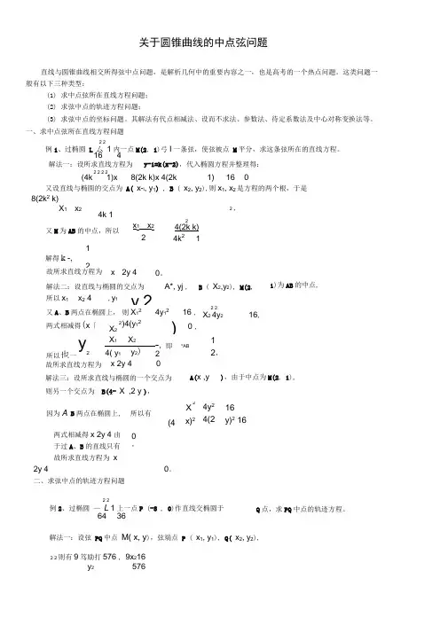 (完整版)圆锥曲线的中点弦问题