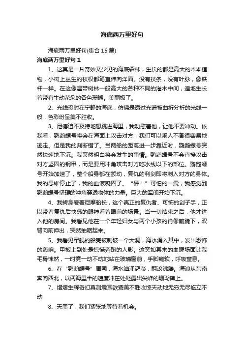 海底两万里好句（集合15篇）