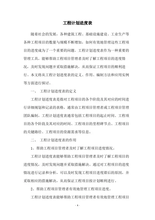 工程计划进度表