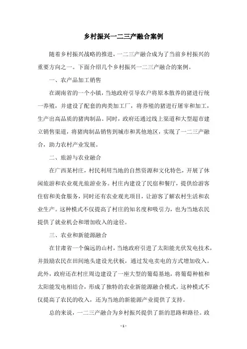 乡村振兴一二三产融合案例