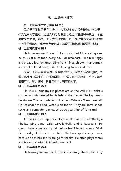 初一上册英语作文
