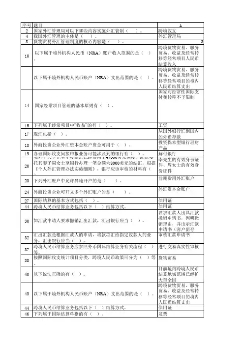 常见国际业务试题