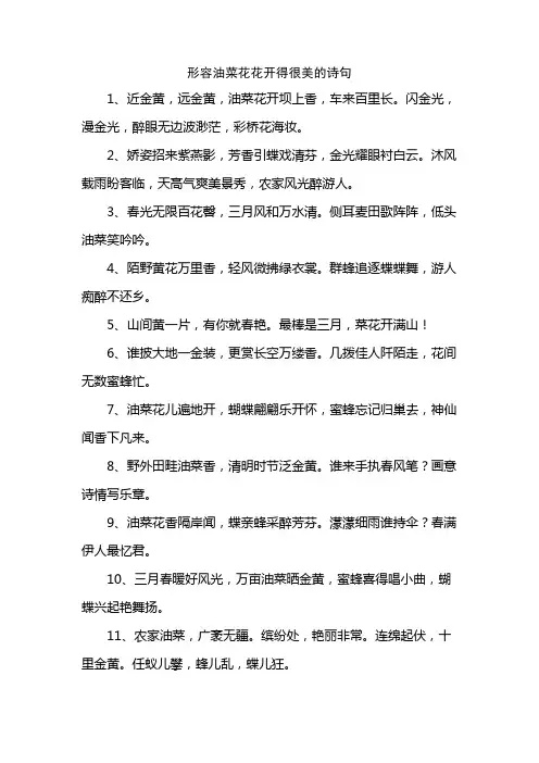 形容油菜花花开得很美的诗句