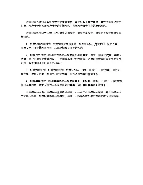 政府报告格式