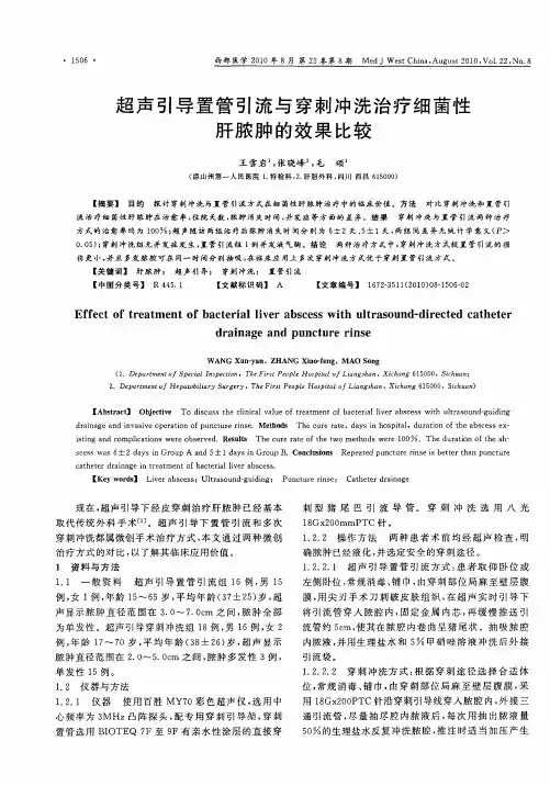超声引导置管引流与穿刺冲洗治疗细菌性肝脓肿的效果比较