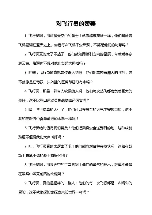 对飞行员的赞美
