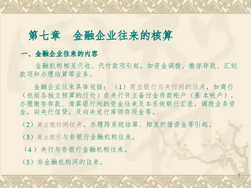 金融会计第7章 同业往来业务的核算PPT课件
