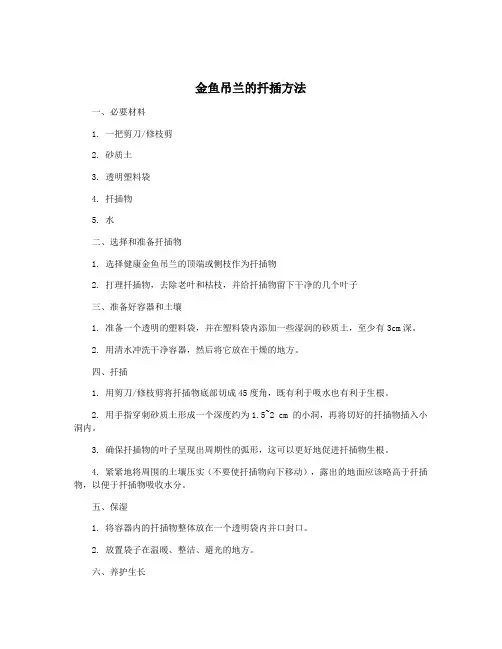 金鱼吊兰的扦插方法