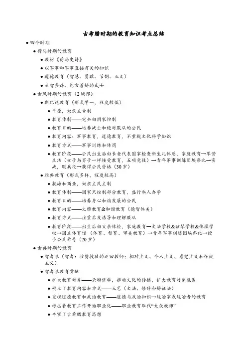 古希腊时期的教育知识考点总结