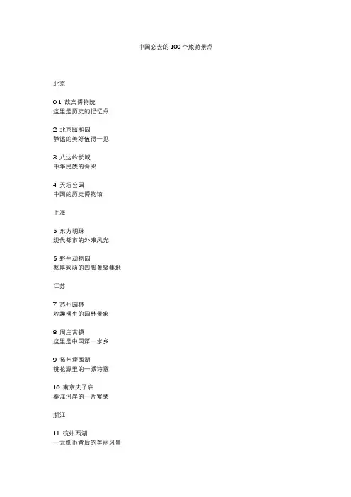 100个最值得去的景点